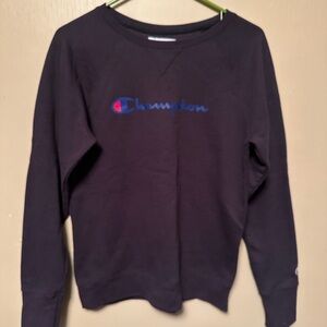 Champion Small Powerblend Black Graphic Boyfriend Crew Sport Gym Sweatshirt